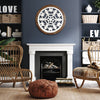 Distressed Wood Framed Round White Arabesque Wall Accent Medallion 16"